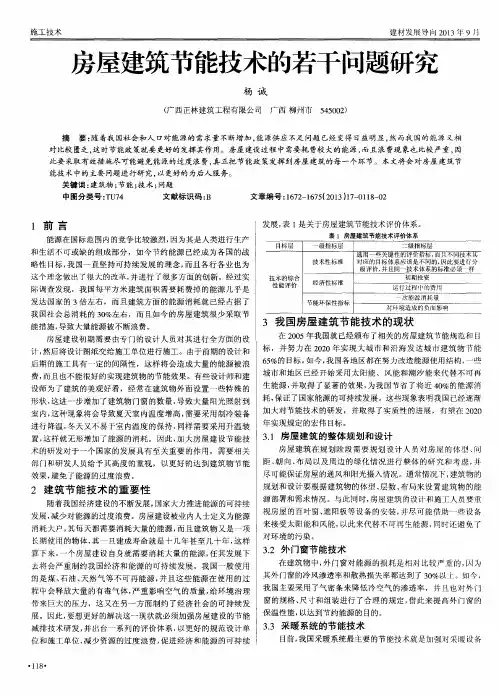 房屋建筑节能技术的若干问题研究