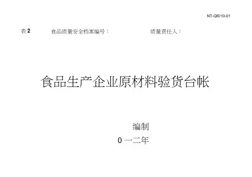 食品生产企业各种可追溯生产记录表格