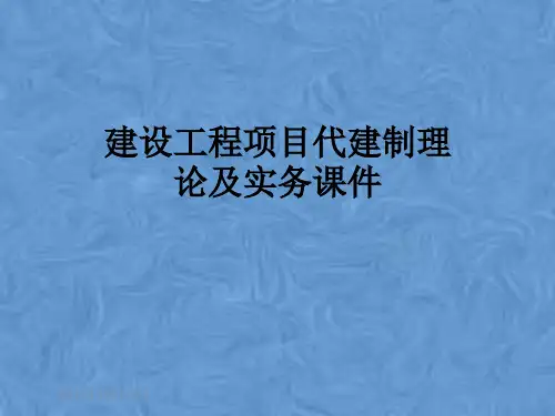 建设工程项目代建制理论及实务课件