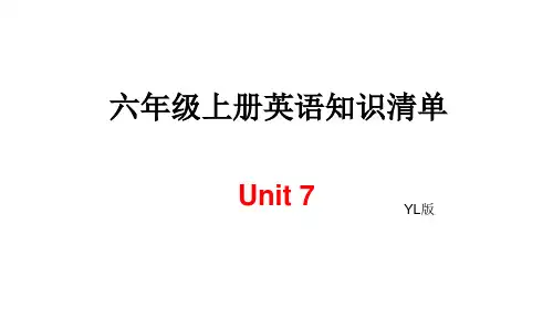 译林版(三起)六年级上册英语Unit7单元知识汇总(共7张PPT)