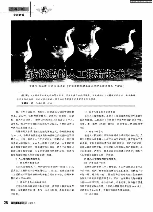 浅谈鹅的人工授精技术