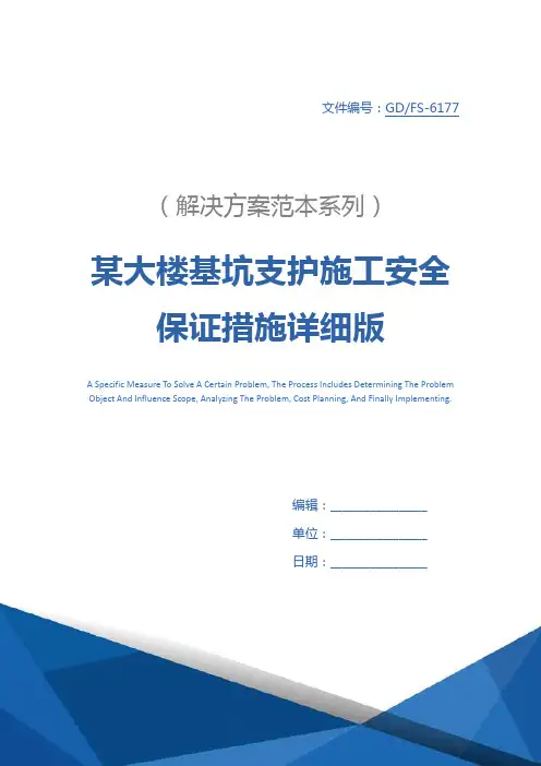 某大楼基坑支护施工安全保证措施详细版