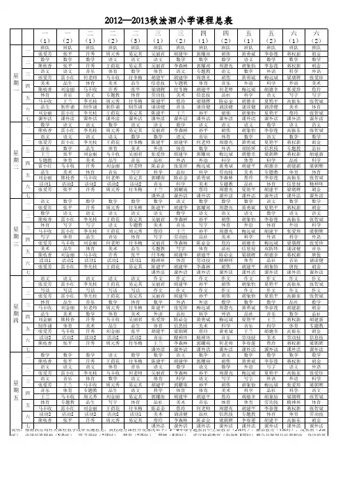 法泗小学2012年秋课程总表