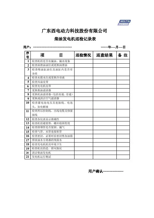 巡检记录表格