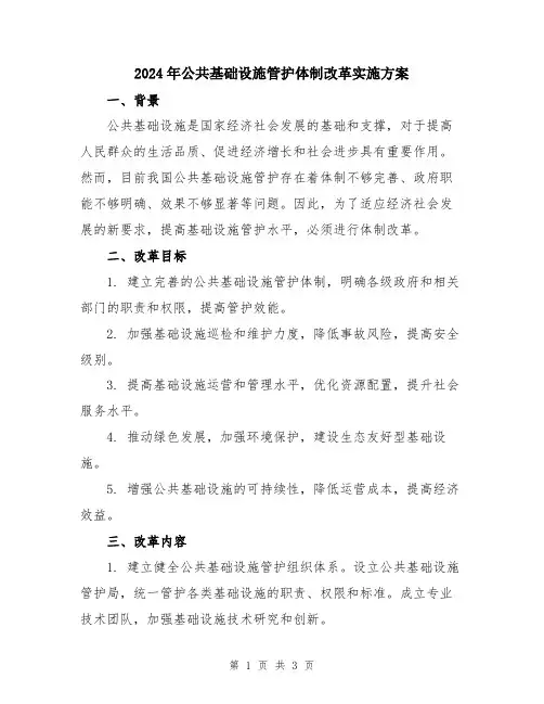 2024年公共基础设施管护体制改革实施方案