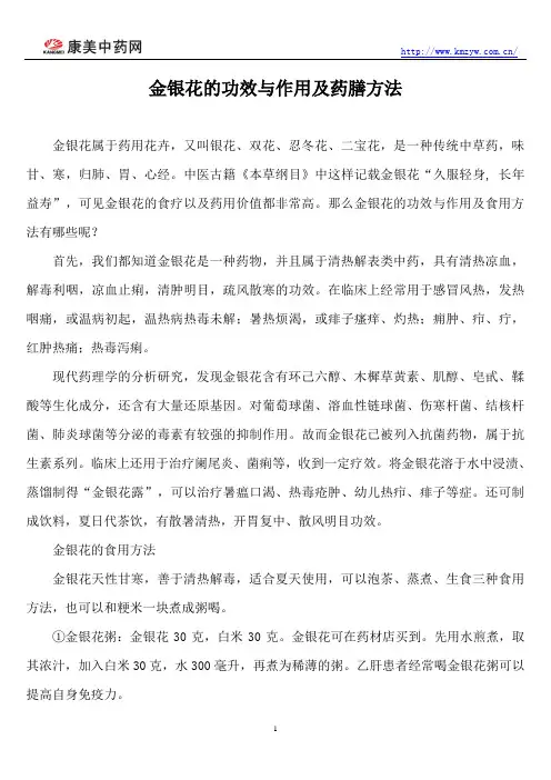 金银花的功效与作用及药膳方法