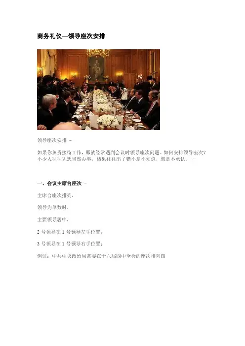 商务礼仪—领导座次安排