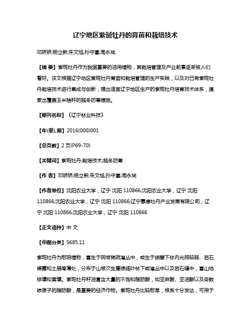 辽宁地区紫斑牡丹的育苗和栽培技术