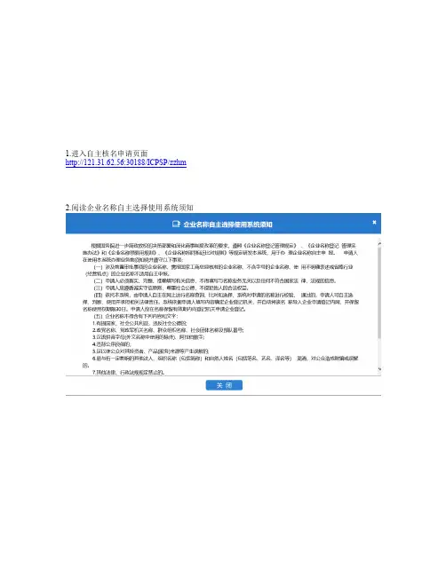 进入自主核名申请页面