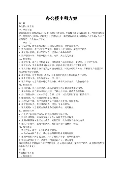 办公楼出租方案