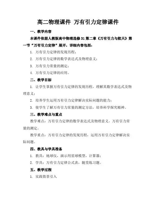 高二物理课件万有引力定律课件