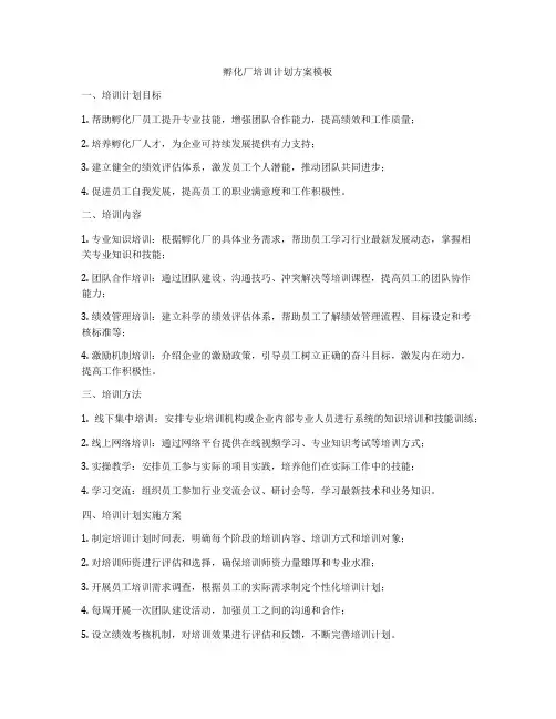 孵化厂培训计划方案模板