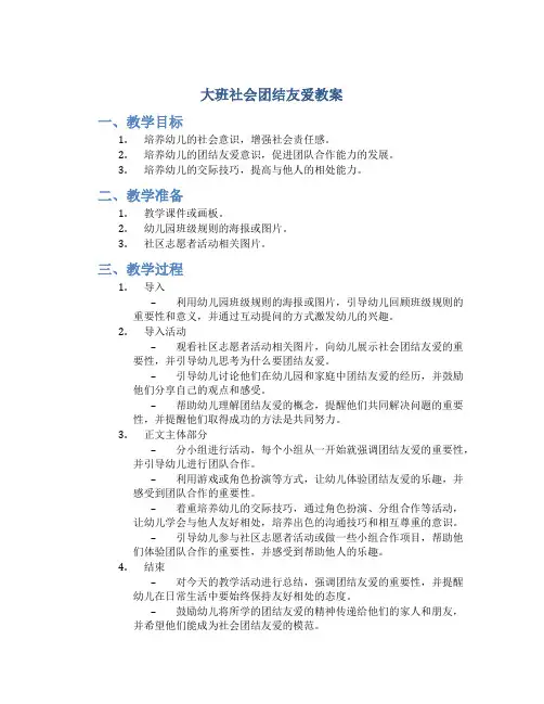 大班社会团结友爱教案