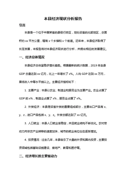 本县经济现状分析报告