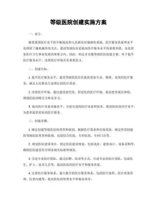 等级医院创建实施方案