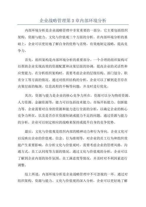 企业战略管理第3章内部环境分析