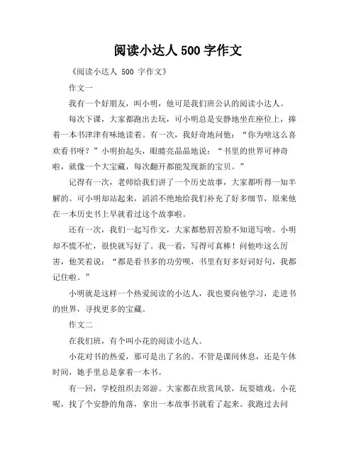 阅读小达人500字作文