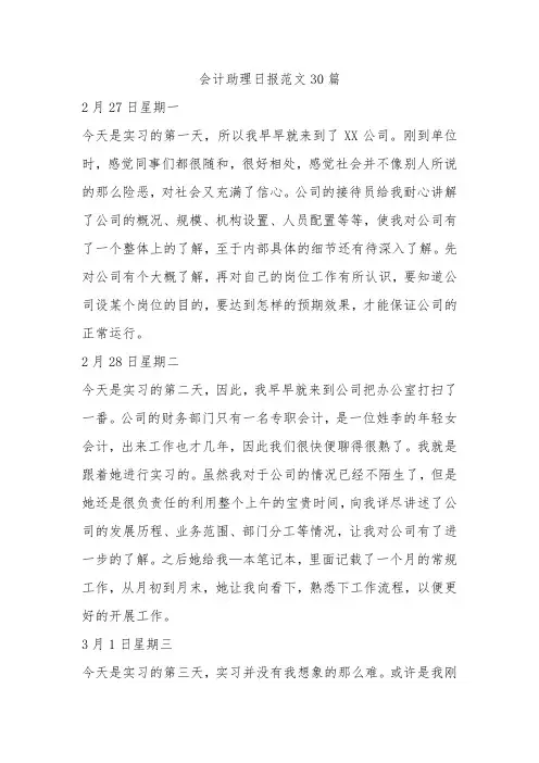 会计助理日报范文30篇