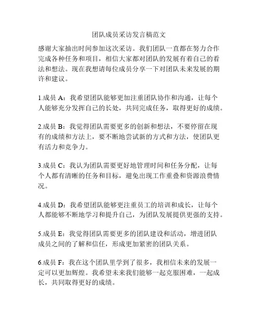 团队成员采访发言稿范文