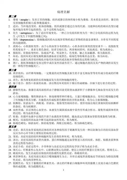 本科病理名解
