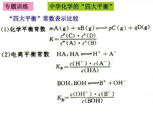 化学的“四大平衡”专题训练