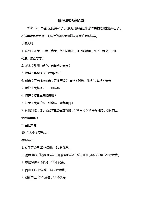 新兵训练大纲方案