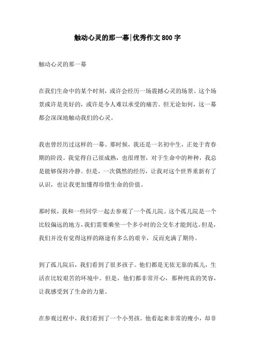 触动心灵的那一幕优秀作文800字