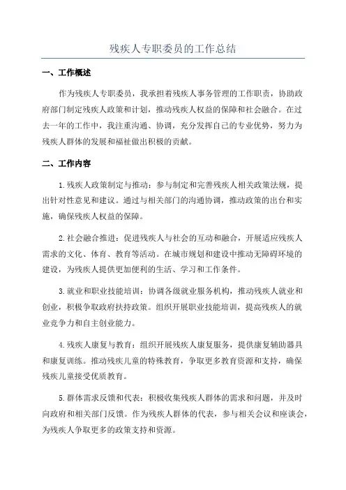 残疾人专职委员的工作总结