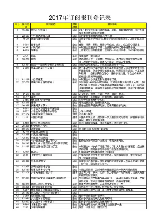 邮发报刊简明目录2017(学校版)