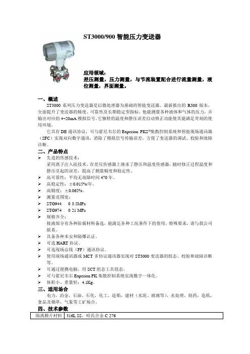 ST3000、900系列全智能压力变送器