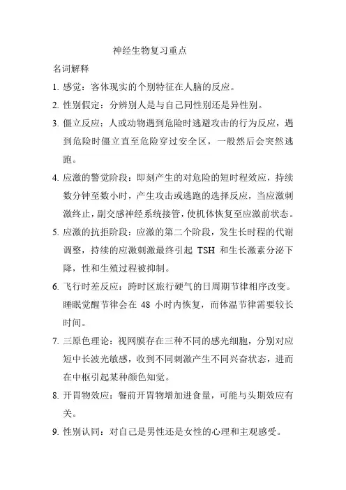 神经生物复习重点