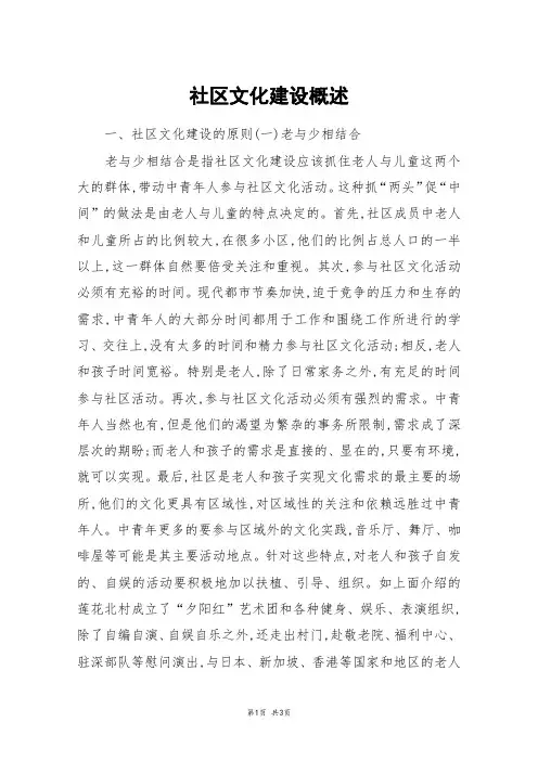 社区文化建设概述