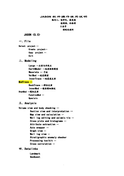 JASON软件模块操作说明书