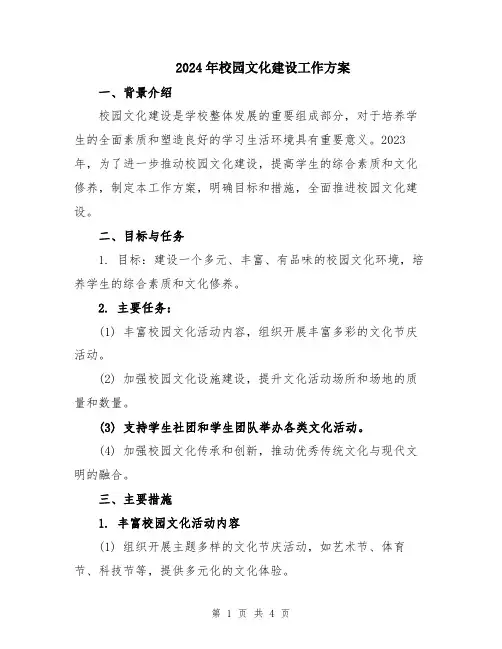 2024年校园文化建设工作方案