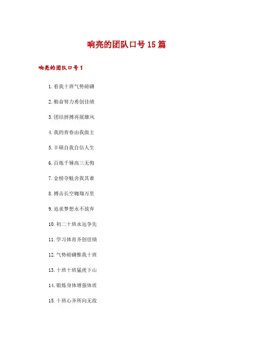 响亮的团队口号15篇