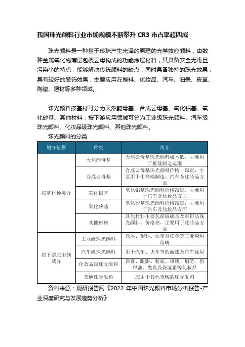 我国珠光颜料行业市场规模不断攀升CR3市占率超四成