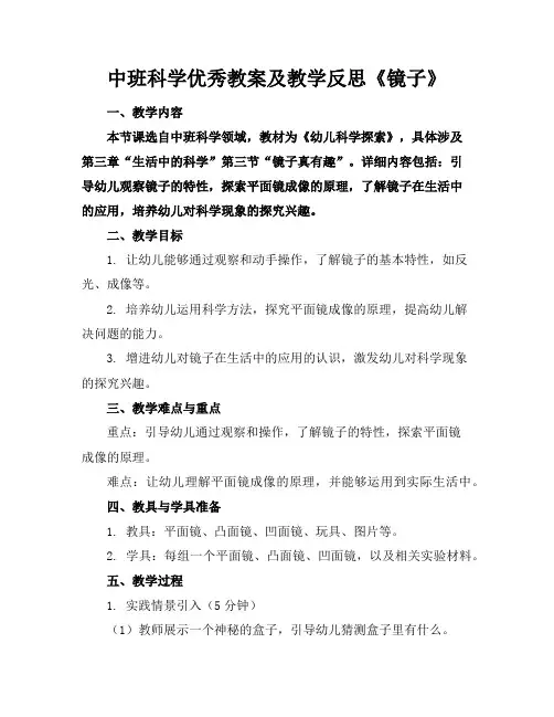 中班科学优秀教案及教学反思《镜子》