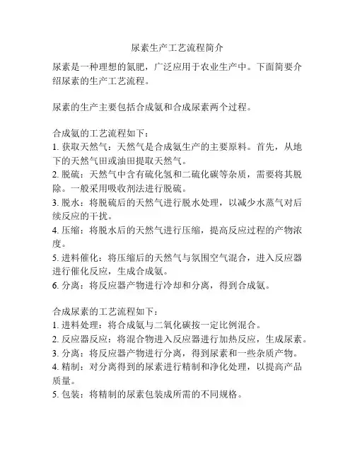 尿素生产工艺流程简介