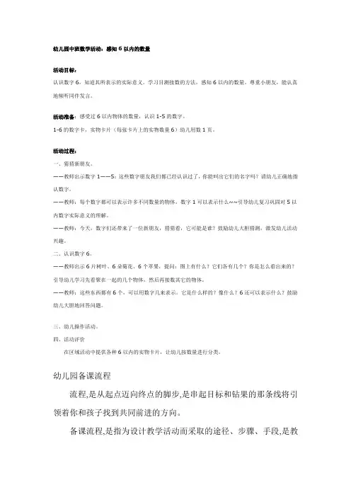 感知6以内的数量教案(中班数学)