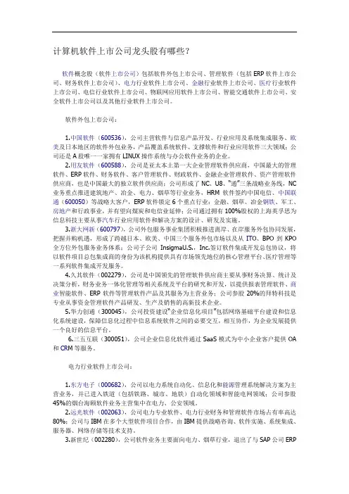 计算机软件上市公司龙头股有哪些(同名20922)