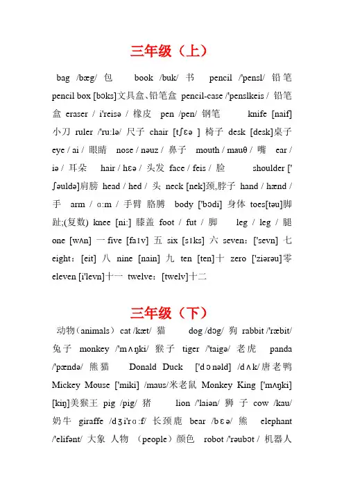 小学英语单词(带音标)