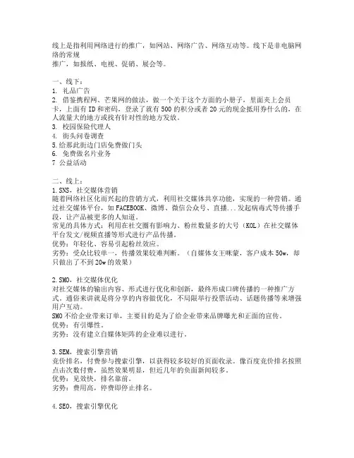 线上推广和线下推广都有哪些方式