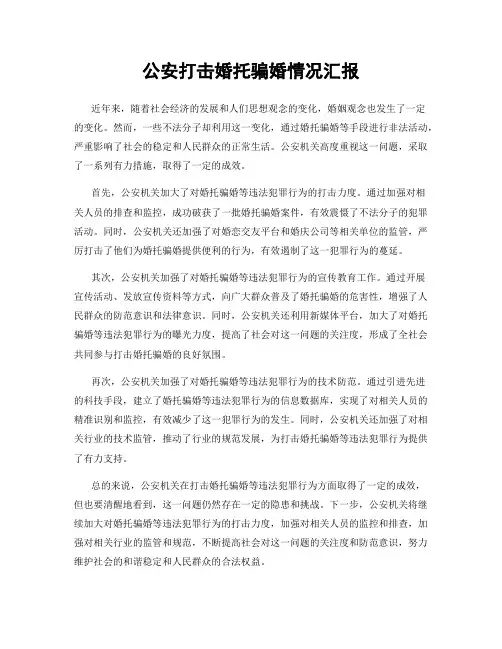 公安打击婚托骗婚情况汇报