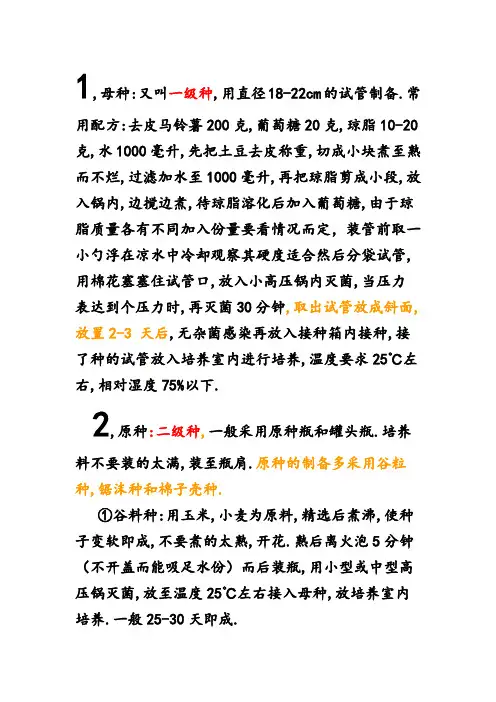 各级菌种制作方法