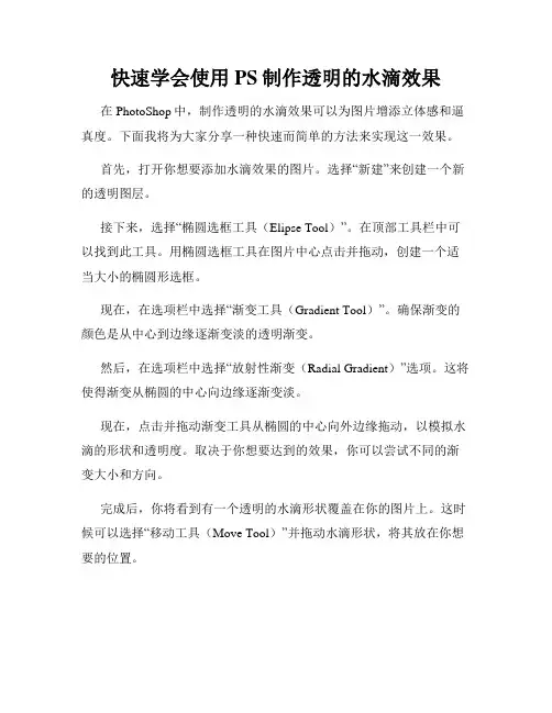 快速学会使用PS制作透明的水滴效果