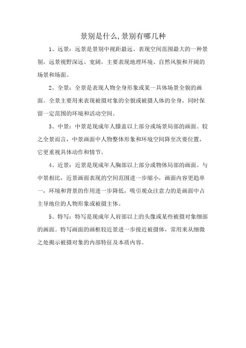 景别是什么,景别有哪几种