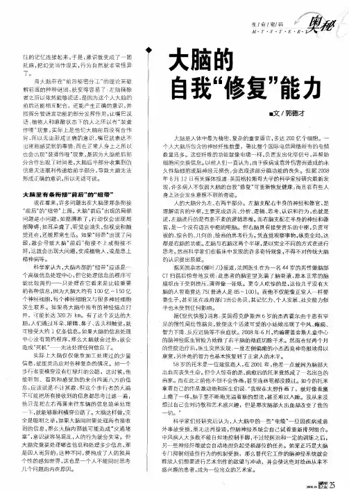 大脑的自我“修复”能力