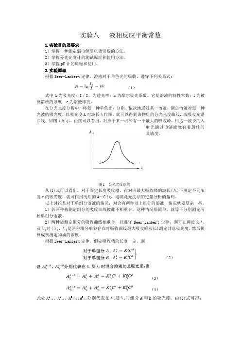 液相反应平衡常数