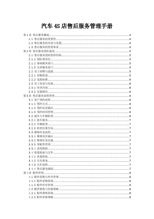 汽车4S店售后服务管理手册