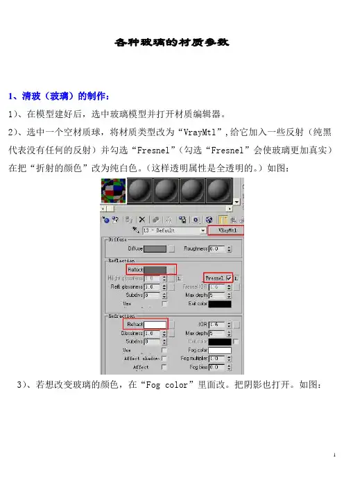 Vray各种玻璃的材质参数